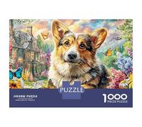 Corgi Garden Jigsaw Puzzles for Adults 1000 Piece Jigsaw Puzzles for Adults Educational Game Jigsaw Puzzle Suitable for Decompression And WallGarden Corgi DecorColourful70x50c