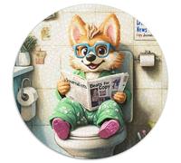 Corgi Go Toiletten-Puzzle 1000 Teile für Erwachsene, rundes Puzzle für Teenager, interaktives Familienspiel, herausforderndes Geschenk, 1000 Teile (67,5x67,5cm)