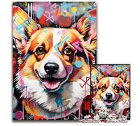 Corgi Graffiti, puzzle da 1000 pezzi, rompicapo impegnativo, attività per famiglie, decorazione per la casa, regalo di Natale 26X38CM/10,23x14,96 pollici