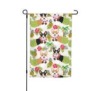 Corgi Hawaiano Tropicale Estate Ananas Stampa Bandiere Giardino Vacanze Cortile Portico Esterno Patio Prato Decorazione Bandiere Decorazioni