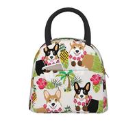 Corgi Hawaiian Tropical Summer Ananas Stampa Alla Moda Pratica Borsa per il Pranzo Isolata Leggera Tote Scuola Picnic Escursioni