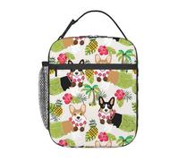 Corgi Hawaiian Tropical Summer Ananas Stampa Portatile Isolata Lunch Bag Riutilizzabile Pasto Tote Lavoro Viaggi Outdoor Picnic Casual