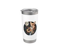 Corgi Howling to The Moon, divertente proprietario di un cane, vintage, anni '90 Bicchiere termico in acciaio inox doppia parete