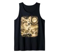 Corgi Howling to The Moon Vintage Anni '90 Divertente Cane Grafica Canotta