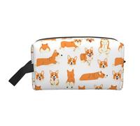 Corgi in azione, modello senza cuciture, organizer per cosmetici di grande capacità, borsa da viaggio per il trucco da donna