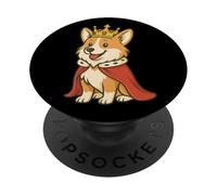 Corgi King Crown Cape Royalty Cute - Divertente cane mamma papà PopSockets PopGrip Adesivo