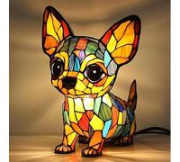 Corgi Lamp And Pug Lamp, Dog Series Art Night Light, Stained Resin French Bulldog Tabletop Night Light, Cute Pet Dogs Themed LED Table Lamps with Warm Ambient Glow u-4017(Chihuahua A)