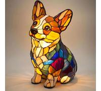 Corgi Lamp And Pug Lamp, Dog Series Art Night Light, Stained Resin French Bulldog Tabletop Night Light, Cute Pet Dogs Themed LED Table Lamps with Warm Ambient Glow u-4017(Corgi A)