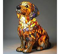 Corgi Lamp And Pug Lamp, Dog Series Art Night Light, Stained Resin French Bulldog Tabletop Night Light, Cute Pet Dogs Themed LED Table Lamps with Warm Ambient Glow u-4017(Golden Retriever A)