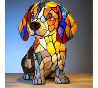 Corgi Lamp And Pug Lamp, Dog Series Art Night Light, Stained Resin French Bulldog Tabletop Night Light, Cute Pet Dogs Themed LED Table Lamps with Warm Ambient Glow u-4017(Beagle B)