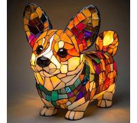 Corgi Lamp And Pug Lamp, Dog Series Art Night Light, Stained Resin French Bulldog Tabletop Night Light, Cute Pet Dogs Themed LED Table Lamps with Warm Ambient Glow u-4017(Corgi B)
