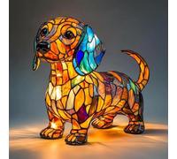 Corgi Lamp And Pug Lamp, Dog Series Art Night Light, Stained Resin French Bulldog Tabletop Night Light, Cute Pet Dogs Themed LED Table Lamps with Warm Ambient Glow u-4017(Dachshund)
