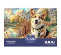 Corgi Landscape Jigsaw Puzzles for Adults 1000 Landscape Corgi Town 1000 Piece Jigsaw Puzzles for Adults, Educational Game Jigsaw Puzzle Suitable for Decompression And Wall Decor fu
