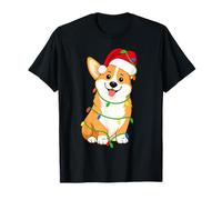 Corgi Luci Albero di Natale Vacanza Amante del Cane Maglietta