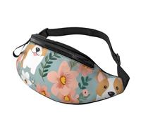 Corgi Marsupio con fiori floreali primaverili da giardino per uomo donna borsa a tracolla marsupio impermeabile sport marsupio outdoor hip pack