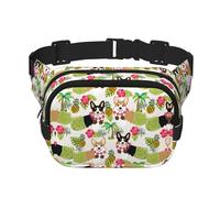 Corgi, marsupio estivo hawaiano tropicale con ananas, per donne e uomini, alla moda, per allenamento, corsa, viaggi, escursionismo, Nero, One Size