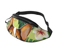 Corgi, Marsupio estivo hawaiano tropicale con ananas stampato, per uomo e donna, con tracolla regolabile, per escursionismo, corsa, viaggi, ciclismo