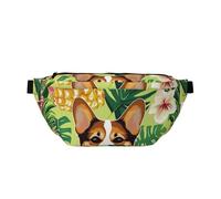 Corgi Marsupio estivo hawaiano tropicale con ananas stampato, regolabile, leggero, da viaggio, per passeggiate, ciclismo, escursionismo, viaggi