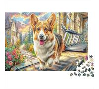Corgi nel Paesaggio 1000 Pezzi per Adulti e Bambini Corgi in Strada del Villaggio Giochi Educativi Adatti per Ridurre lo Stress 70x50cm/1000 pezzi