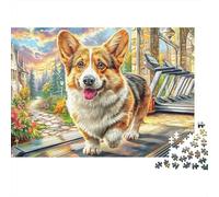 Corgi nel Paesaggio Puzzle 1000 Pezzi Serata Gioco Adulti Corgi Tapis Roulant Castello Tramonto Premium Spesse Resistenti Vivaci Stimolanti Difficile Antistress 52x38cm/1000pz