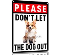 Corgi "Non Lasciare Uscire Il Cane" Segno Di Latta Retrò Poster Con Placca Segno Cartello In Metallo Per Cucina Giardino Pubblima 20X30 Cm