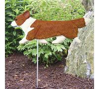 Corgi Outdoor Giardino Firmare Dipinto a Mano Figura Cardigan Rosso