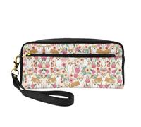 Corgi, piccola borsa per cosmetici con fiori e fiori primaverili, borsa portatile da viaggio per trucchi da donna, organizer per pennelli da trucco, Nero, One Size, Astuccio per trucchi