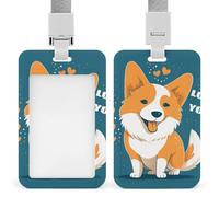 Corgi, porta badge con cordino staccabile, impermeabile, verticale, porta badge, per infermiere, insegnanti, ufficio, donne e uomini