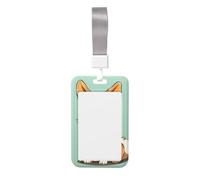Corgi, porta badge identificativo a forma di cane, con cordino, verticale, in plastica rigida, con finestra trasparente, impermeabile, custodia protettiva per carte di credito, per donne e uomini