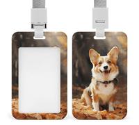 Corgi, porta badge identificativo con cordino, cordino staccabile, custodia protettiva verticale per carte d'identità, porta badge multiuso, per ufficio, insegnante, infermiera