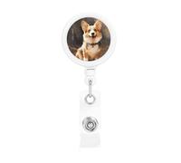Corgi, porta badge retrattile per cani, resistente, con clip per cintura, cordini retrattili, porta carte d'identità, portachiavi, clip per badge, per ufficio, infermiere, dipendenti