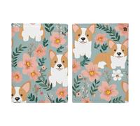 Corgi, porta passaporto con fiori e fiori primaverili, custodia protettiva per carte d'identità, porta passaporto, portafoglio da viaggio, per donne e uomini