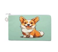 Corgi, portamonete con stampa di un simpatico cane, borsa in tela con cerniera, piccola borsa per cosmetici, portamonete portatile, stile, taglia unica, moderno