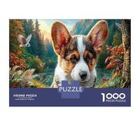 Corgi Puzzle 1000 Pezzi Cartone Spesso Allenamento Cognitivo Lago della Foresta Autunnale Miglioramento Memoria Anziani, Tempo Libero, 52x38cm/1000pcs