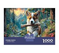 Corgi Puzzle Fai Da Te 1000 Pezzi Cartone Spesso Ruscello della Foresta della Valle della Montagna Legame Familiare Famiglia, Divertimento Giorni Pioggia, 70x50cm/1000pcs