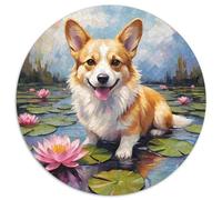 Corgi Puzzle Rotondo Da 1000 Pezzi Puzzle Pet Dog Puzzle Creativo Giocattolo Puzzle Antistress Per Amici Di Famiglia Rotonda 1000pcs (67.5x67.5cm)