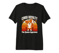 Corgi Royalty La Regina approva Il Tramonto retrò Maglietta Premium