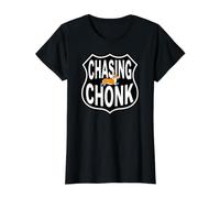 Corgi Runner Funny Chasing Chonk Maglietta con Stampa Grafica Economica, Donna, Nero, XL
