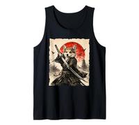 Corgi Samurai Guerriero Giapponese Vintage Illustrazione Anime Canotta