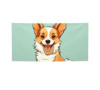 Corgi - Simpatico cartello con cane per esterni e interni, sfondo di compleanno, decorazioni per feste, forniture sfondo fotografico con occhielli bandiera da parete personalizzata