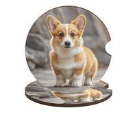 Corgi - Sottobicchieri per auto con cani da 6,6 cm, 2 pezzi, antiscivolo, universali, per portabicchieri dell'auto, set di accessori per interni dell'auto, unisex