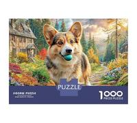 Corgi sul tapis roulant liscio, cornice artistica, allenamento canino attivo, puzzle da 1000 pezziadulti, antistress, attivitàle giornate di pioggia, idea regalola famiglia, 38x26 cm/1000 pezzi