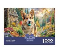 Corgi sul tapis roulant, puzzle da 1000 pezzi: Corgi con palla blu per adulti e adolescenti, gioco educativo di decompressione, 70x50 cm/1000 pezzi