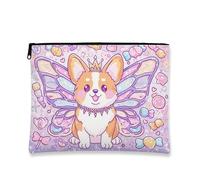 Corgi, trousse da viaggio con fata e simpatico cane in stile cartone animato, borsa da viaggio per donne, organizer portatile con cerniera, regalo per gli amanti degli animali, per tutte le stagioni