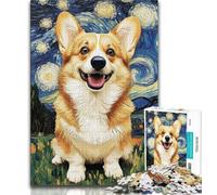 Corgi unter dem Nachthimmel, Puzzle für Erwachsene, 1000 Teile, anspruchsvolles Spiel und Familienspiel mit vollständig ineinandergreifenden, zufällig geformten Teilen, 38x26cm