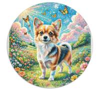 Corgi1000 Piece Puzzle Per Adulti Collezione Circle of Colors, JigsawPetdog Arte, Regalo Forma Rotonda1000pcs (67.5x67.5cm)