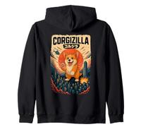 Corgizilla Giant Corgi Dog attacca la città - Divertente arte Kaiju Felpa con Cappuccio