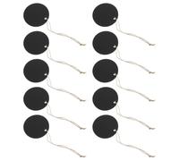 CORHAD 10 Pezzi Mini Lavagnette Rotonde in Legno Nero a Doppia Faccia con Corda per Etichette e Decorazione Sospesa per Feste e Segnaposto