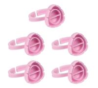 CORHAD 100 Pezzi Coppe ad Anello per Extension Ciglia, Porta Pigmenti Trucco in Plastica Rosa Apertura per Pinzetta, Strumento Professionale per Estetiste e Make-up Artist