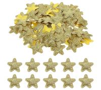 CORHAD 100 Pezzi Stelle Adesive per Tessuti in Stoffa Oro, Patch Decorative a Forma di Stella per Jeans e Borse, Perfette per Decorazioni Natalizie e Fai da Te